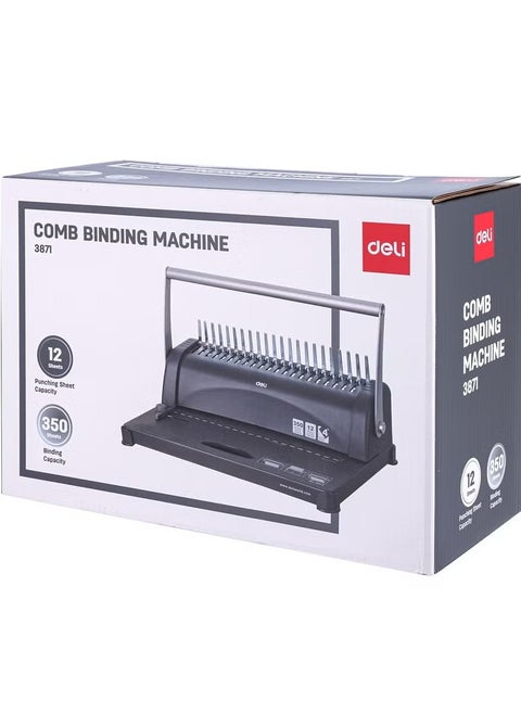 Deli Plastic Comb Binding Machine With 12 Sheet Punching Capacity And 350 Sheet Binding Capacity