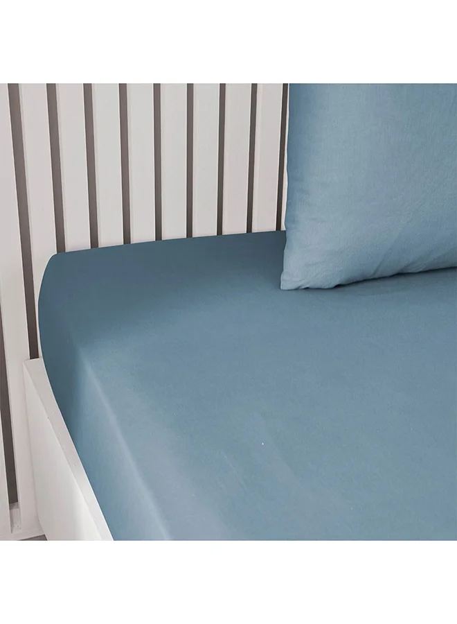 DANUBE HOME Danube Home Pristine Fit Queen Fitted Sheet Light Blue 160x200cm | 100% Cotton-144 Thread Count Bedding Cover For Bedroom