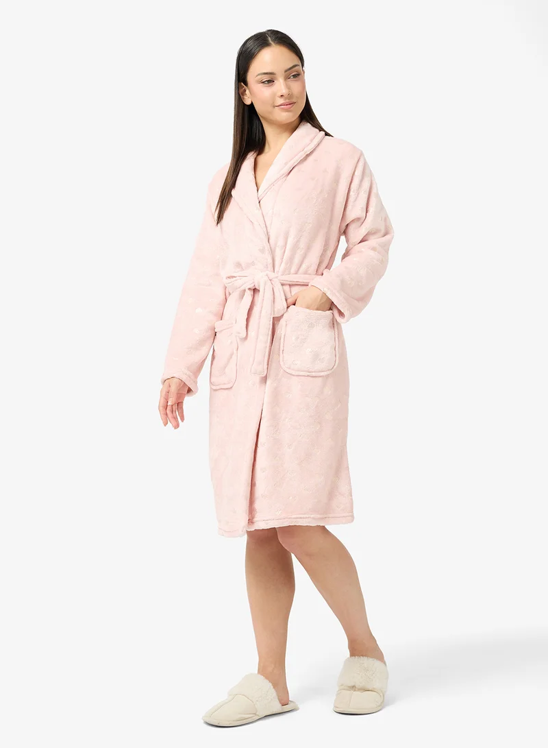 Ginger Plush Terry Robe with Heart Print