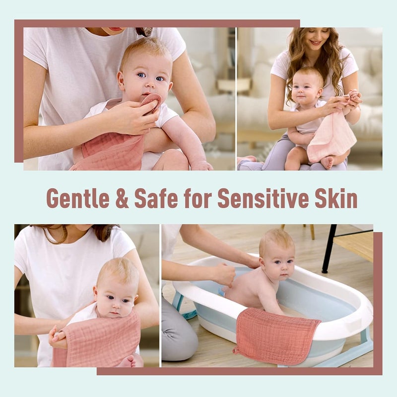 YOOFOSS Muslin Burp Cloths for Baby 10 Pack 100% Cotton Baby Washcloths for Boys Girls Large 20''X10'' Super Soft and Absorbent Gradient Pink - Image 5