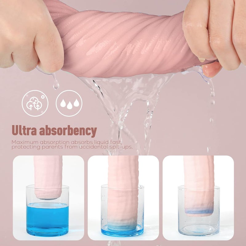 YOOFOSS Muslin Burp Cloths for Baby 10 Pack 100% Cotton Baby Washcloths for Boys Girls Large 20''X10'' Super Soft and Absorbent Gradient Pink - Image 4