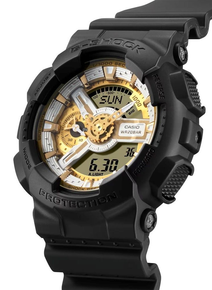 CASIO ساعة G-Shock GA-110CD-1A9 رياضية للرجال بسوار أسود وتناظري ورقمي باللون الذهبي - Image 3
