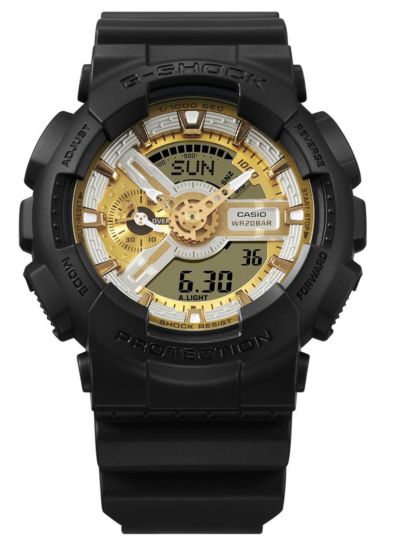 CASIO ساعة G-Shock GA-110CD-1A9 رياضية للرجال بسوار أسود وتناظري ورقمي باللون الذهبي - Image 2