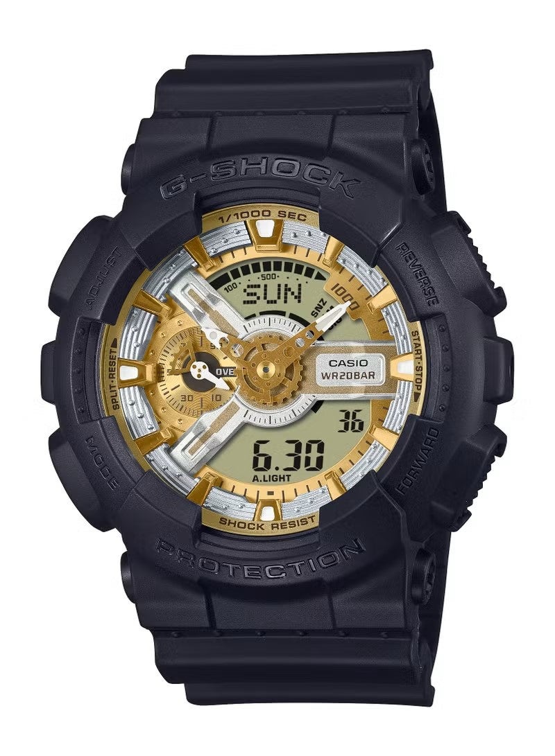 CASIO G-Shock GA-110CD-1A9 Analog Digital Gold Tone Black Band Men's Sport Watch - Image 1