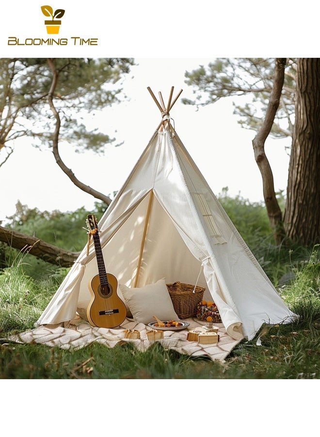 BLOOMING TIME Outdoor Camping White Lndian Tent Foldable Portable Single Tent Indoor Children's Camping Tent - Image 1