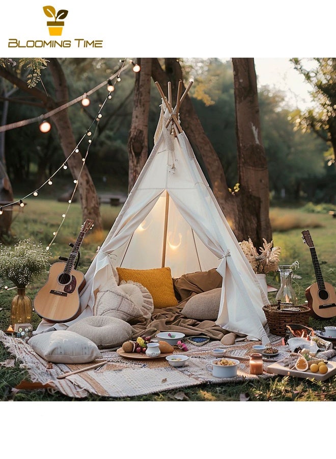 BLOOMING TIME Outdoor Camping White Lndian Tent Foldable Portable Single Tent Indoor Children's Camping Tent - Image 2