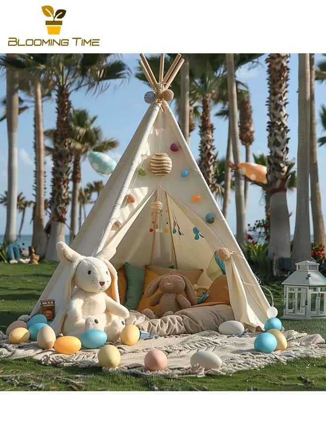 BLOOMING TIME Outdoor Camping White Lndian Tent Foldable Portable Single Tent Indoor Children's Camping Tent - Image 5