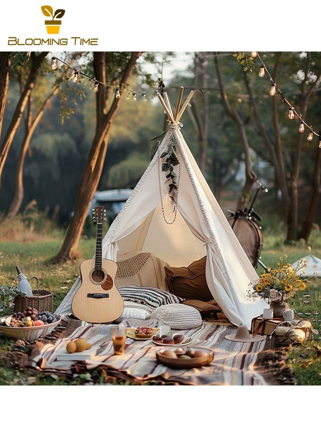 BLOOMING TIME Outdoor Camping White Lndian Tent Foldable Portable Single Tent Indoor Children's Camping Tent - Image 3