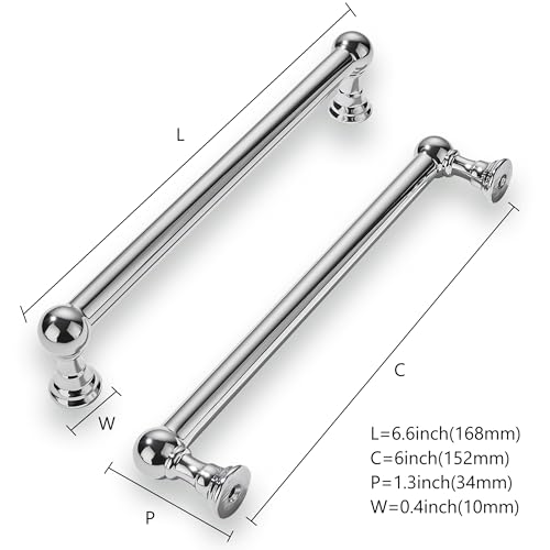 khtumeware 2 Pack 6 Inch Hole Center Polished Chrome Cabinet Pulls Heavy Duty Solid Cabinet Handles cabinets Dressers Kitchens Handles Bathroom cabinets - Image 2