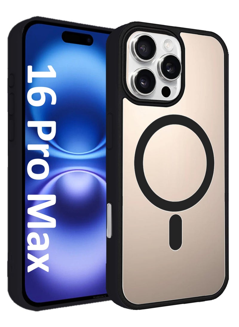 CATANES (for iPhone 16 Pro Max) Magsafe Case Cover Sidecolor Magnetic Strong Shockproof Protective Slim Thin Translucent Cover - Black Color - Image 1