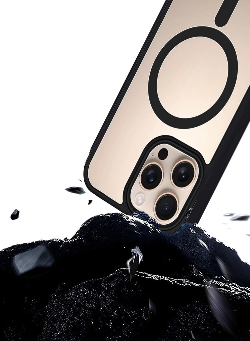 CATANES (for iPhone 16 Pro Max) Magsafe Case Cover Sidecolor Magnetic Strong Shockproof Protective Slim Thin Translucent Cover - Black Color - Image 4