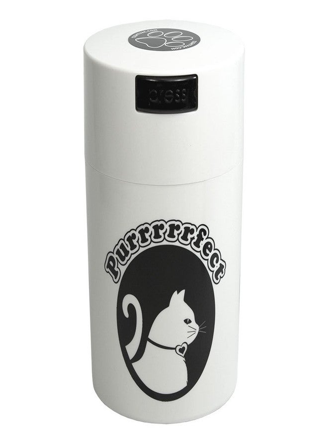 Tightpac Pawvac 1 to 6 Ounces Container, Airtight Pet Food and Treats Storage Jar - Patented Vacuum Seal Container for Pet Food, Treats and other Dry Goods - White with Cats - Image 1
