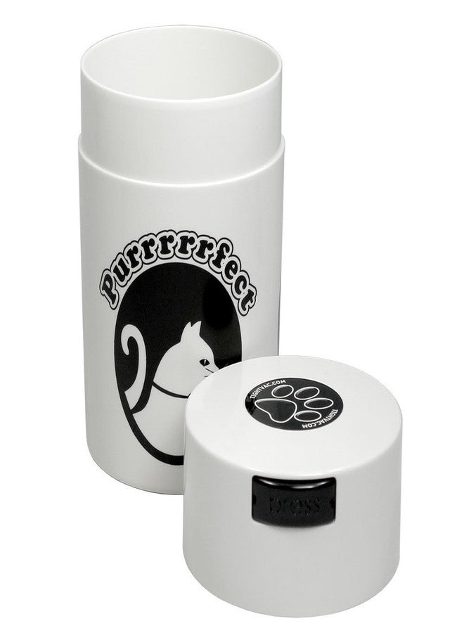 Tightpac Pawvac 1 to 6 Ounces Container, Airtight Pet Food and Treats Storage Jar - Patented Vacuum Seal Container for Pet Food, Treats and other Dry Goods - White with Cats - Image 2