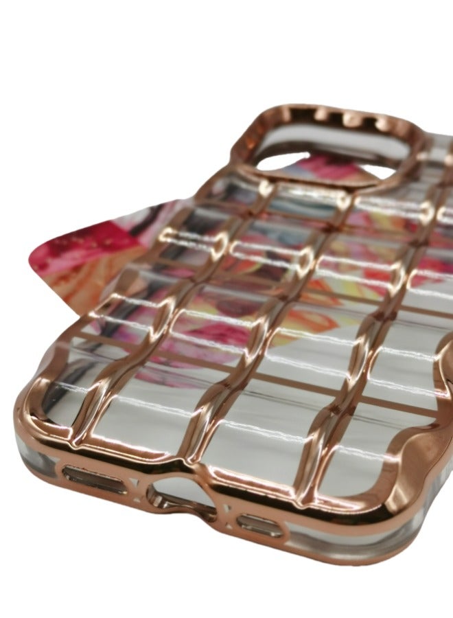 iPhone 14 Pro Gold-Plated Case: Wave Pattern & Luxury Cardboard Design - Shockproof, Scratchproof, Trendy & Elegant Cover
