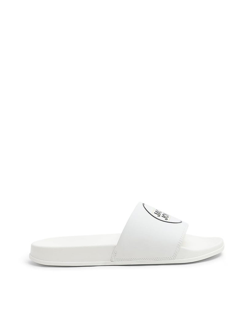 JACK & JONES Jack&Jones White Logo Print Sliders - Image 1