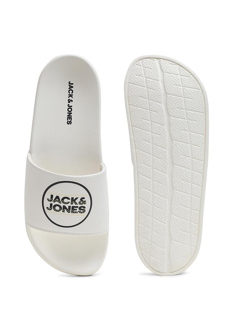 JACK & JONES Jack&Jones White Logo Print Sliders - Image 5