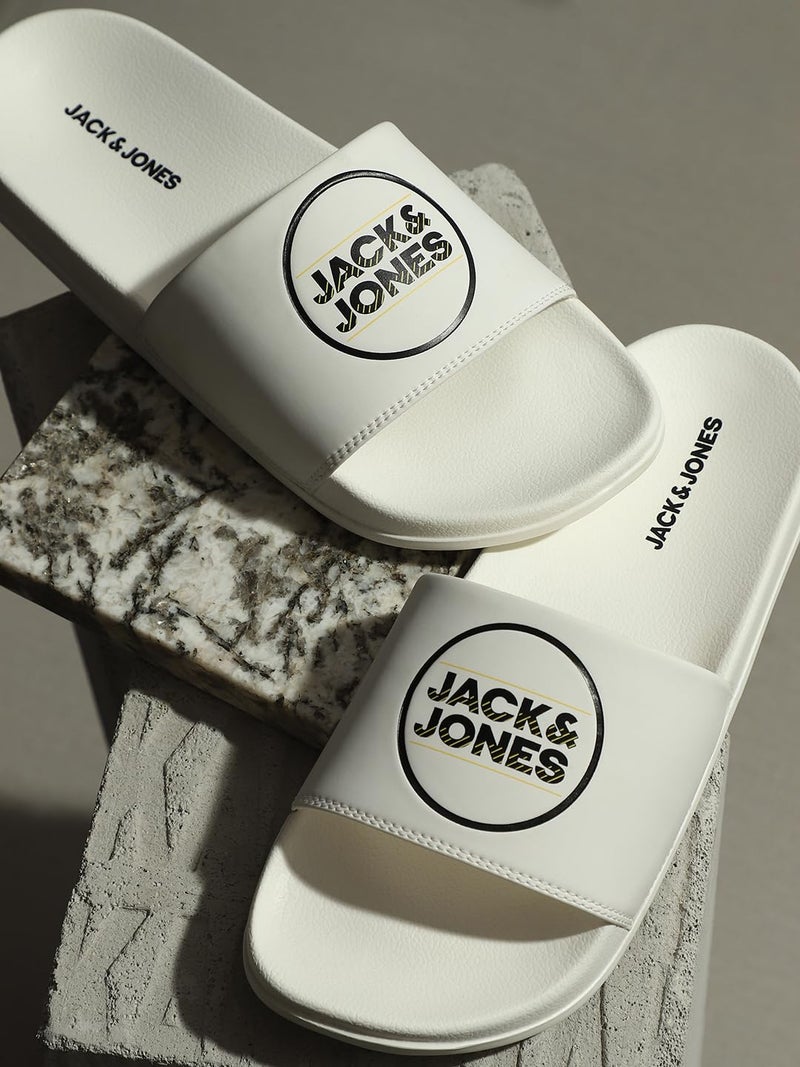 JACK & JONES Jack&Jones White Logo Print Sliders - Image 2