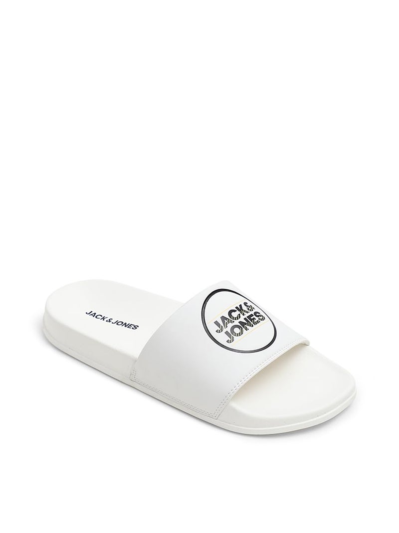 JACK & JONES Jack&Jones White Logo Print Sliders - Image 4