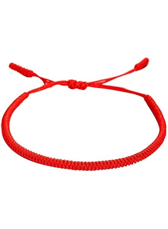 Handmade Bracelet Unisex Adjustable Handmade Braided Rope Bracelet Red Black Rope - Image 1