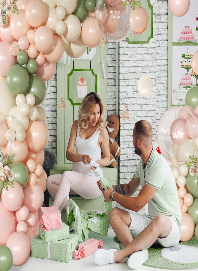 NUTTYBASH Green Pink White Balloon Arch Kit 131 Pcs Green Pink White Balloon Garland Kit - Image 2