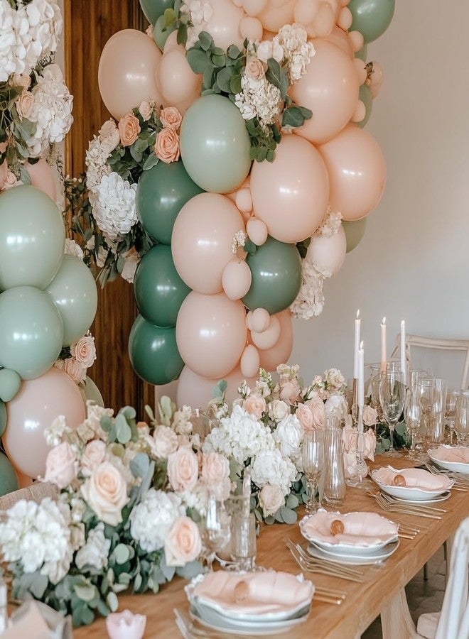 NUTTYBASH Green Pink White Balloon Arch Kit 131 Pcs Green Pink White Balloon Garland Kit - Image 5