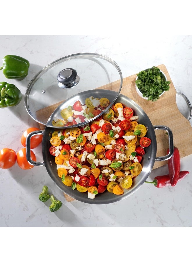 Sumeet سوميت كوك سمارت ثلاثي الطبقات من الفولاذ والألمنيوم - وعاء كسرولة/برياني/وعاء مرق بغطاء زجاجي - 4.35 لتر - 24 سم - فضي - Image 3