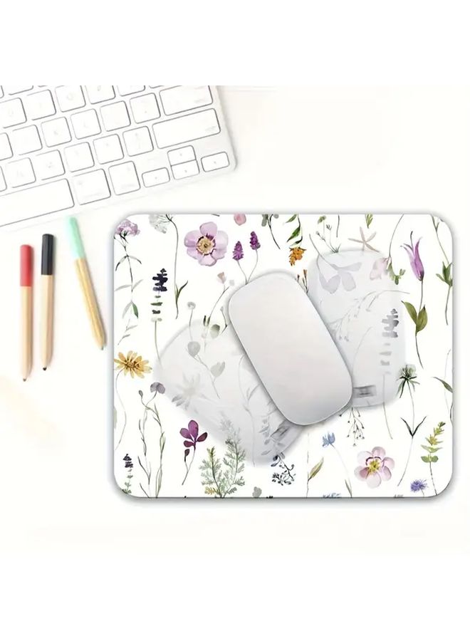 Square Flower Mouse Pad with Anti Slip Rubber Base Vibrant Floral Design White Background Office Desk Decor - Image 3