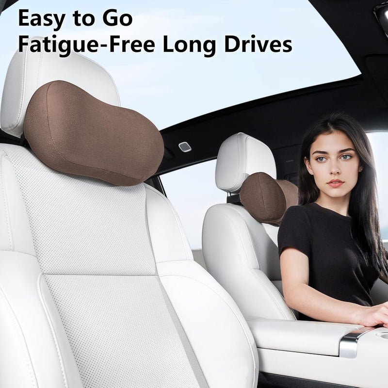 Dapucarin Ergonomic Memory Foam Car Neck Pillow - 2 Pack, Brown - Image 4