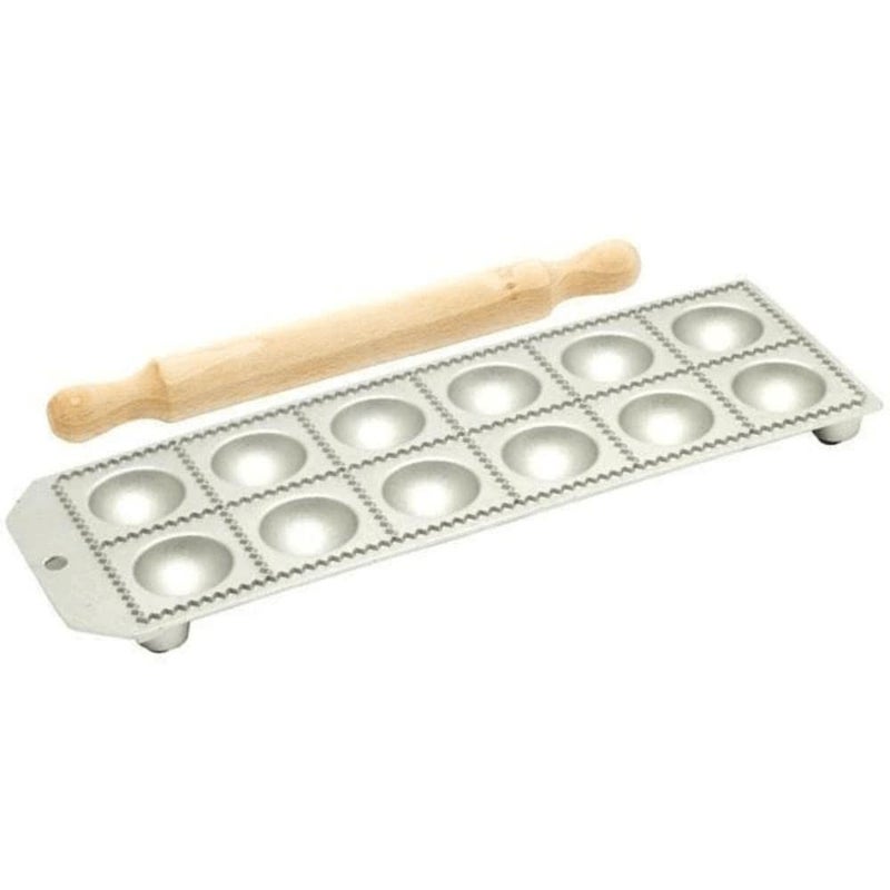 Eppicotispai 12-Hole Aluminum Round Ravioli Maker with Rolling Pin - Image 4
