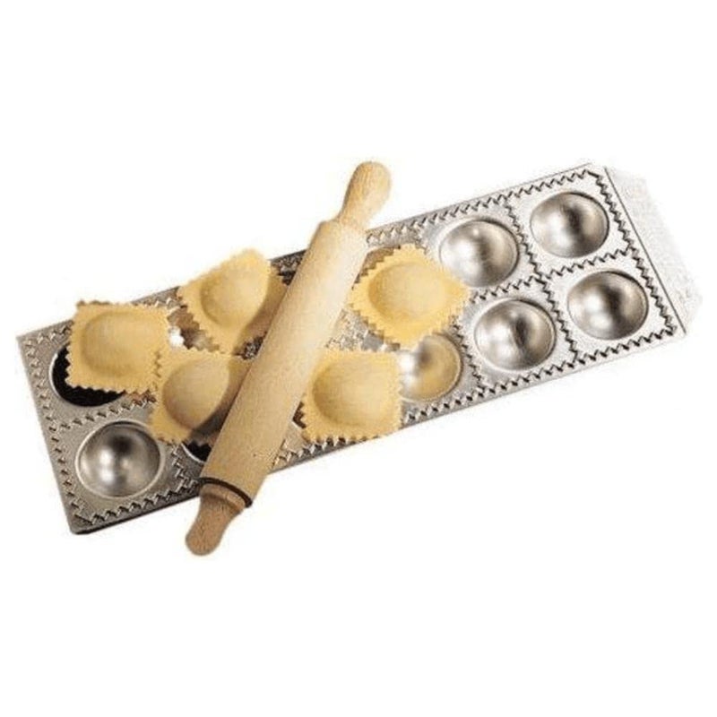 Eppicotispai 12-Hole Aluminum Round Ravioli Maker with Rolling Pin - Image 5