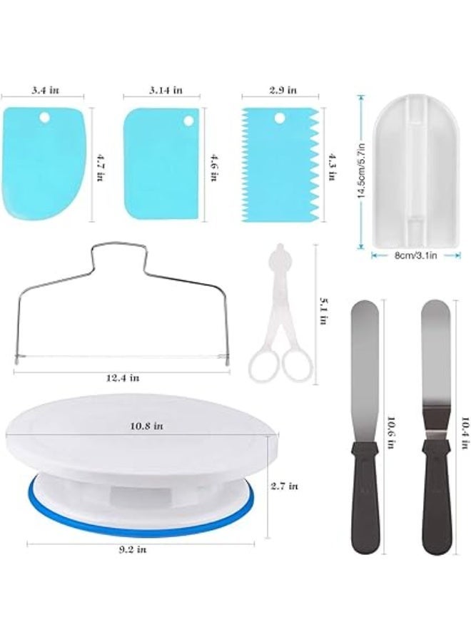 بريميفي مجموعة تزيين الكيك 107 قطع من لوازم الخبز مع قرص دوار 28 سم بريميفي أدوات نحت وأطراف ملاعق للكعك معجنات قطاعة وفوهات كيك للمبتدئين والمحترفين متعدد الألوان - Image 4