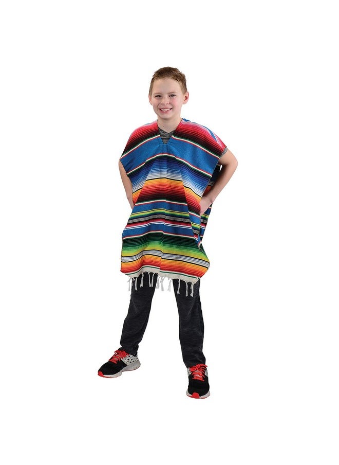 GiftExpress - Mexican Poncho For Kids, Mexican Traditional Serape Poncho For Cinco De Mayo, Mexican Fiesta Theme Party Costume, Kids Mexican Serape Costume, Halloween Costume - Image 1