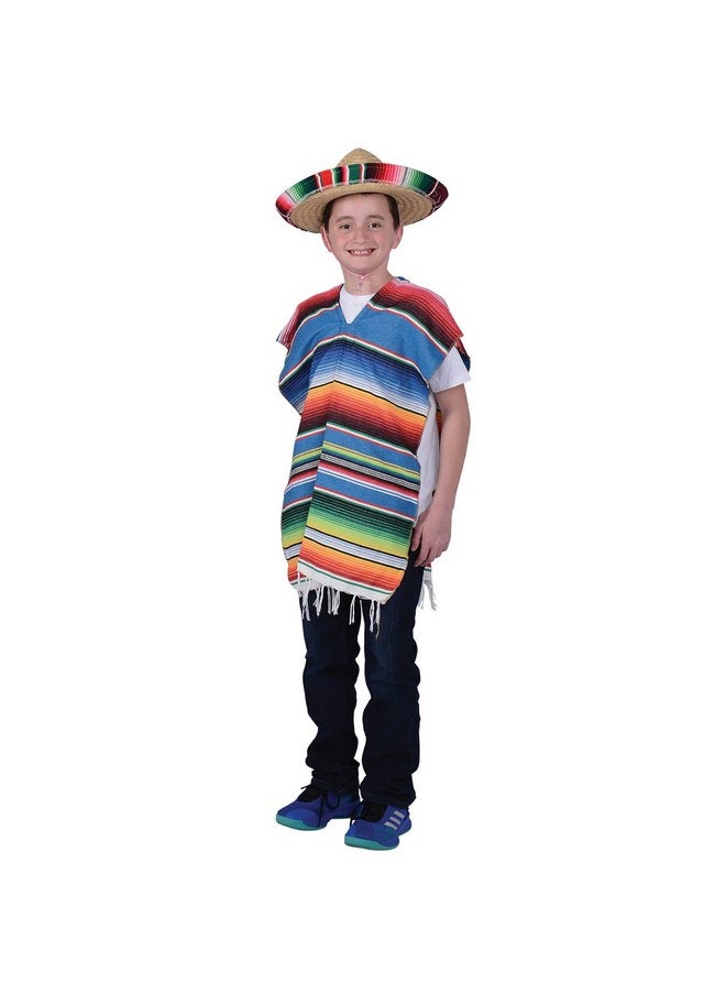 GiftExpress - Mexican Poncho For Kids, Mexican Traditional Serape Poncho For Cinco De Mayo, Mexican Fiesta Theme Party Costume, Kids Mexican Serape Costume, Halloween Costume - Image 1