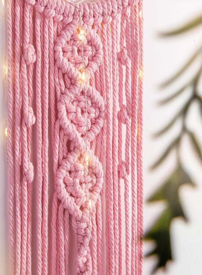 ANROYE Macrame Moon Dream Catcher for Girl, Pink Boho Crescent Dreamcatcher for Bedroom Adult, Large Handmade Aesthetic Room Wall Hanging with Star Pendant for Teen, Bohemian Home Decoration Gift Idea - Image 3