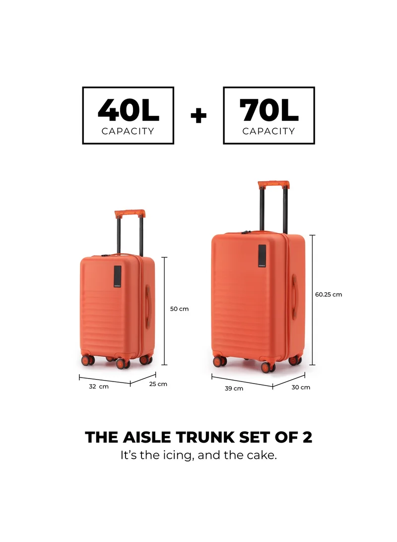 Mokobara The Aisle Trunk Set Of 2 - Durable Polycarbonate Material | Stardust, Orange