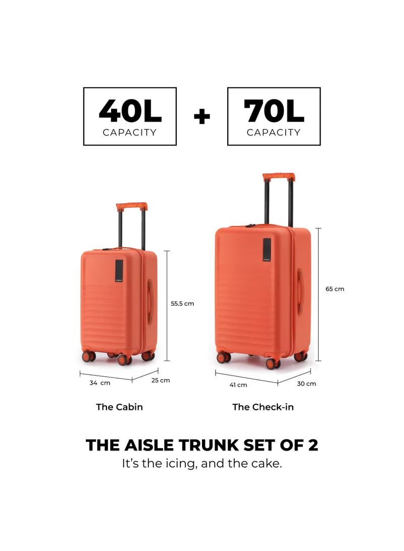 Mokobara The Aisle Trunk Set Of 2 - Durable Polycarbonate Material | Stardust, Orange