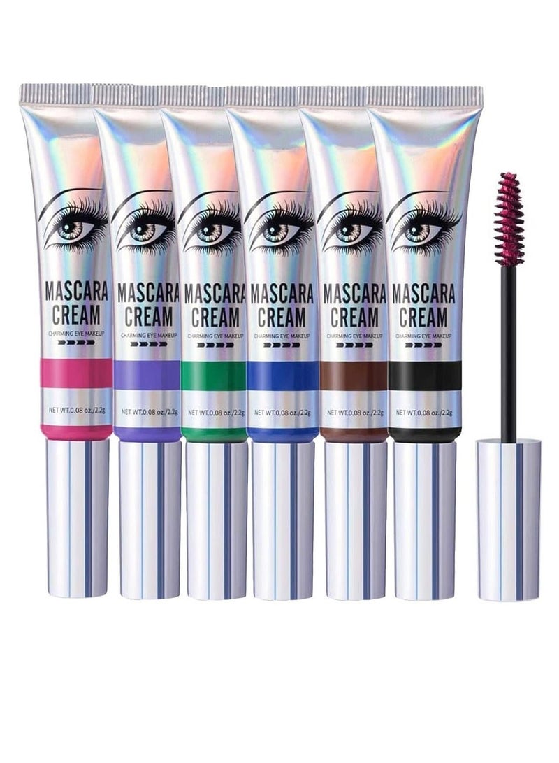 Waterproof Colored Mascara Set, Long Lasting Smudge-Proof Lash Sensational Mascara, Washable Volumizing Lengthening Defining Curling Eyelash Makeup Set Lift Separate Eye Lashes False Lash 6 Pcs - Image 1