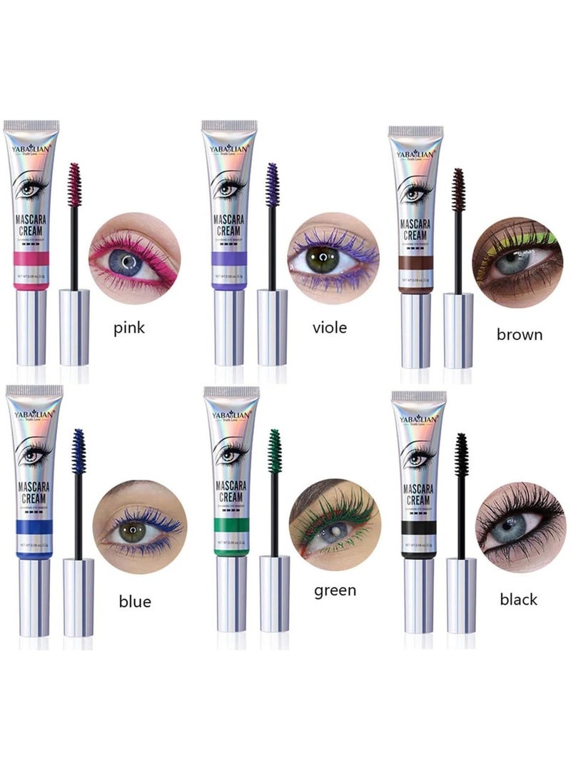 Waterproof Colored Mascara Set, Long Lasting Smudge-Proof Lash Sensational Mascara, Washable Volumizing Lengthening Defining Curling Eyelash Makeup Set Lift Separate Eye Lashes False Lash 6 Pcs - Image 4