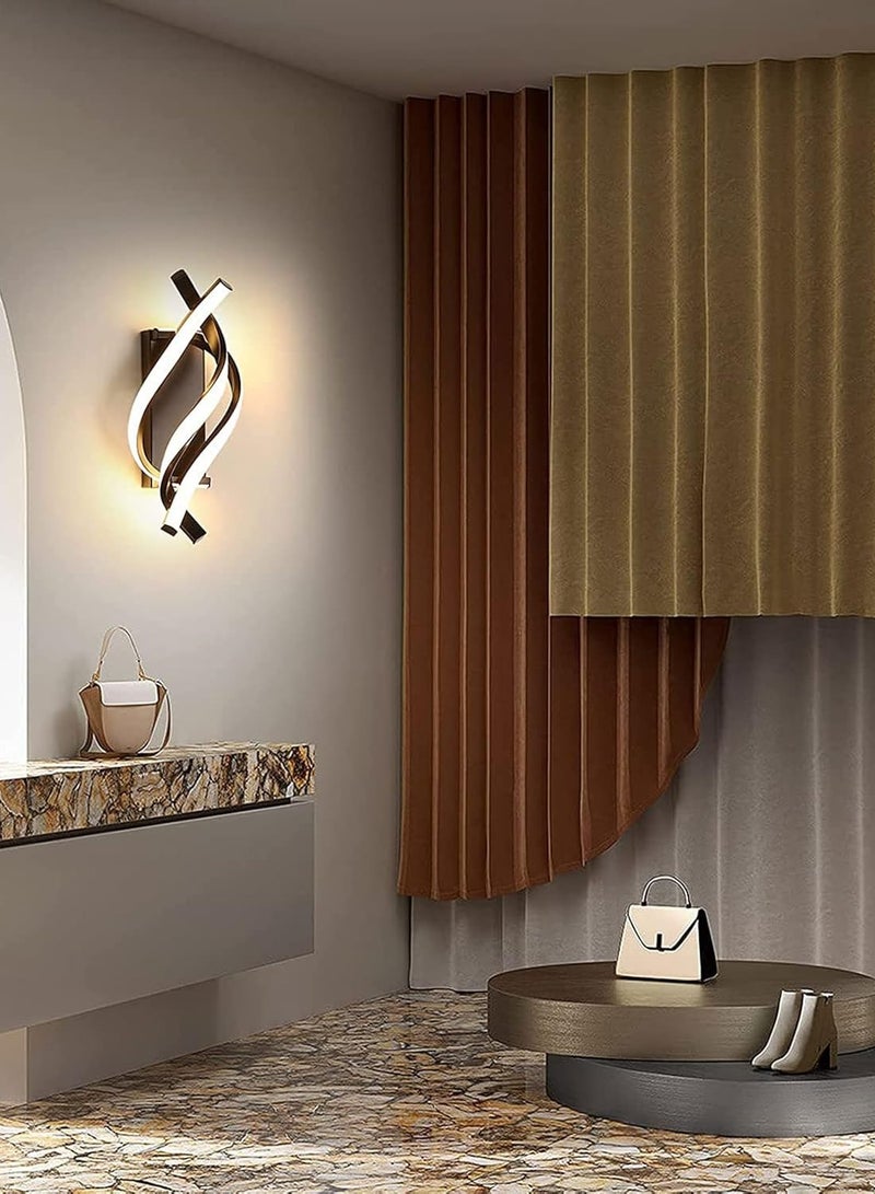 GGOOT LED wall lamp ，bracket light，wall fitting，spiral wall lamp (black, 3000K) indoor modern decal mural indoor decoration bedside lamp staircase living room corridor simple and fashionable lighting fixtures - Image 2