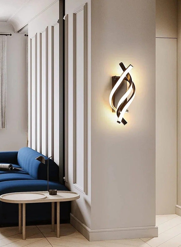 GGOOT LED wall lamp ，bracket light，wall fitting，spiral wall lamp (black, 3000K) indoor modern decal mural indoor decoration bedside lamp staircase living room corridor simple and fashionable lighting fixtures - Image 4