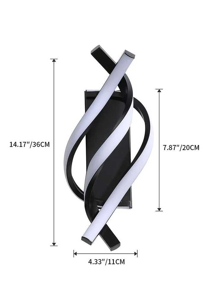 GGOOT LED wall lamp ，bracket light，wall fitting，spiral wall lamp (black, 3000K) indoor modern decal mural indoor decoration bedside lamp staircase living room corridor simple and fashionable lighting fixtures - Image 5