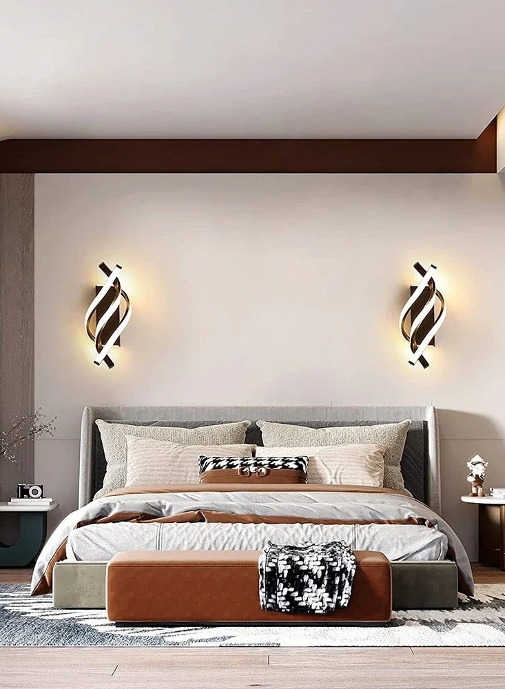 GGOOT LED wall lamp ，bracket light，wall fitting，spiral wall lamp (black, 3000K) indoor modern decal mural indoor decoration bedside lamp staircase living room corridor simple and fashionable lighting fixtures - Image 3