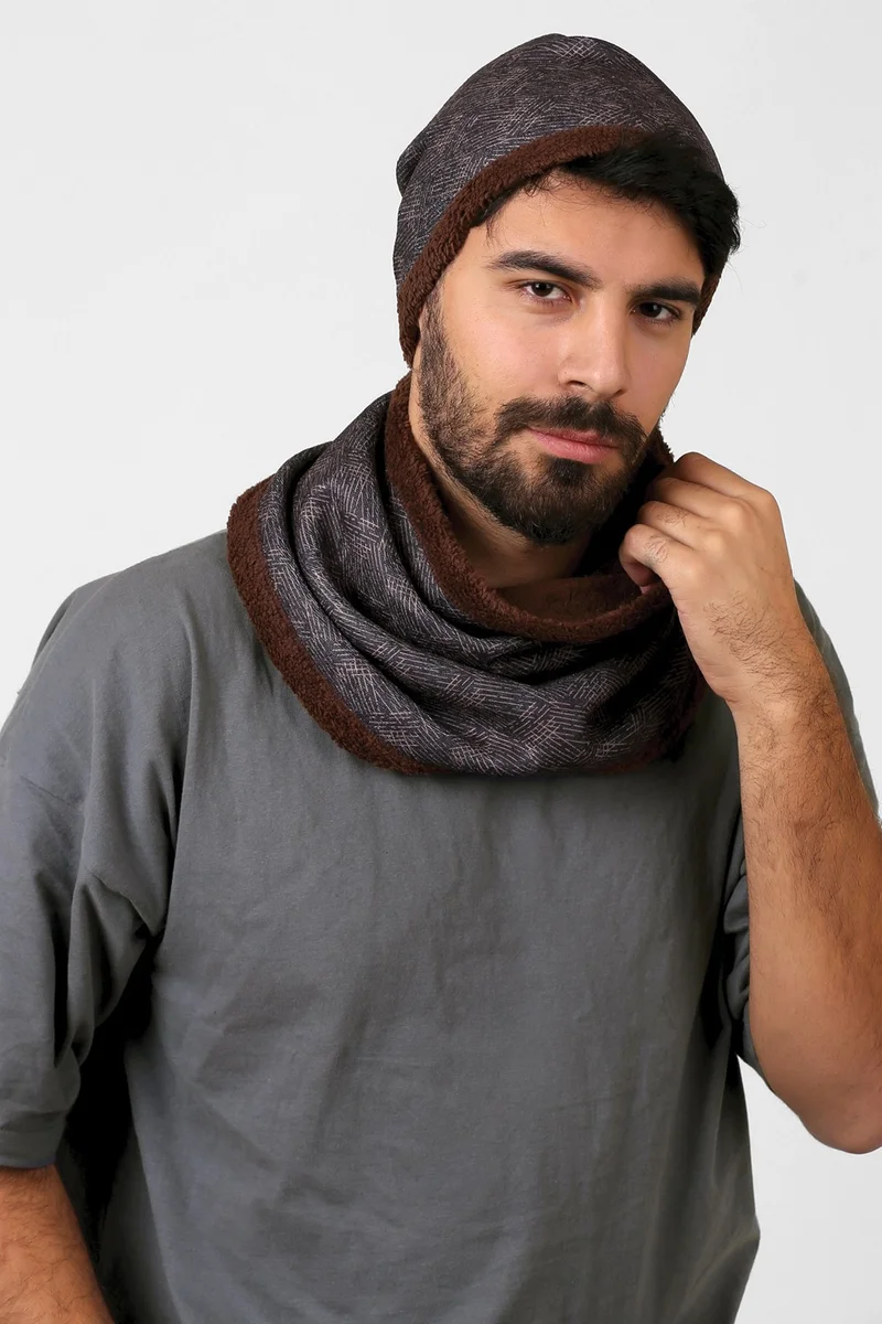 هامور Dough Brown Men's Beret and Neck Collar Set of 2 Suit Scot BB-107