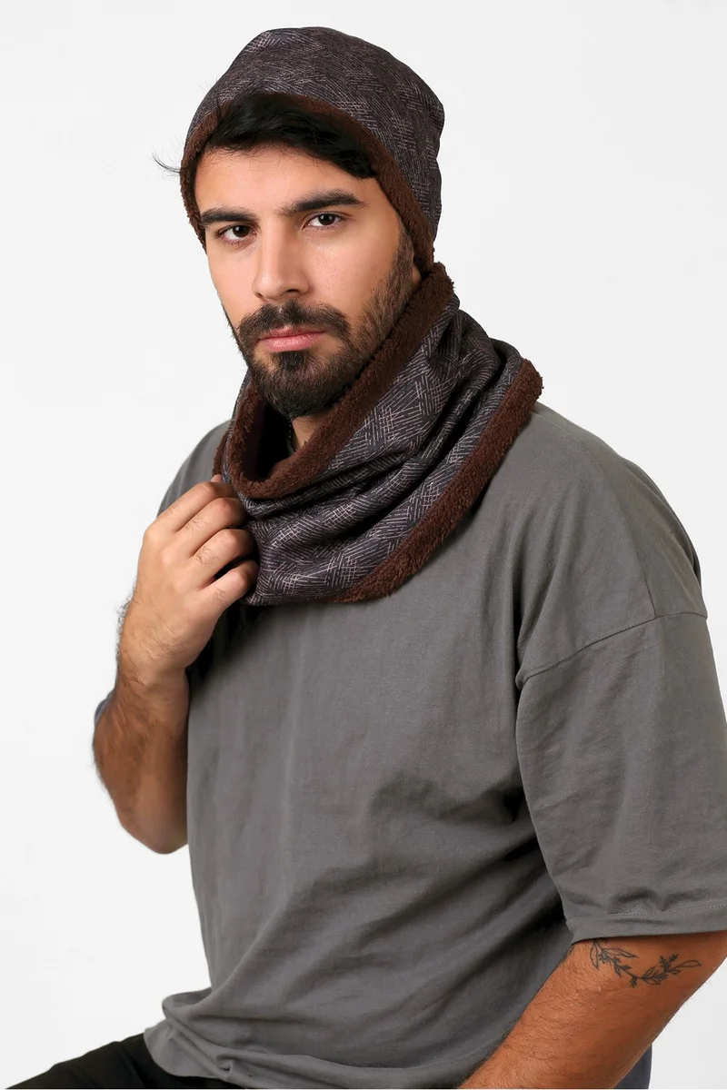 هامور Dough Brown Men's Beret and Neck Collar Set of 2 Suit Scot BB-107