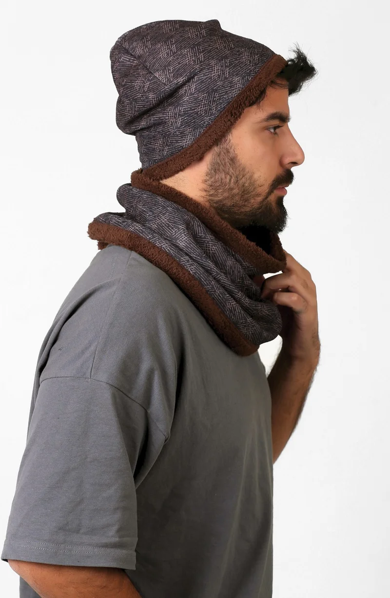 هامور Dough Brown Men's Beret and Neck Collar Set of 2 Suit Scot BB-107