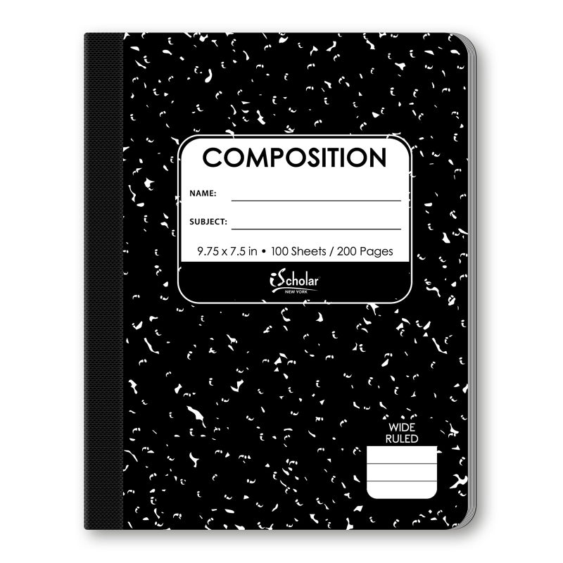iScholar Black and White Marble Composition Book 100 Sheets 10100