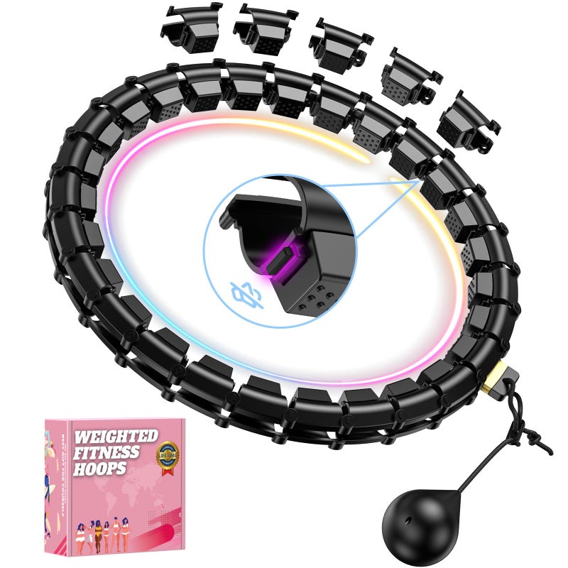 XVCAS Fit Hoop Weighted Hula Pilates Circles, 32 Detachable Parts & 65-Inch Plus-Size Fit, Weight Loss Fitness Gear, Quiet Home Workout Tool for Waist Training & Gifts for Adult Women - Image 1