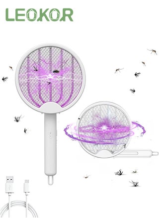 Electric Fly Swatter, 2 in 1 Bug Zapper Racket, Foldable Fly Swatter Electric, USB Rechargeable Fly Zapper with Powerful Grid 2-Layer Safety Mesh - pzsku/ZE7C662D742F7E5348A97Z/45/_/1720168803/a8e5d627-bdec-4d24-bc31-e5fe25cebe18