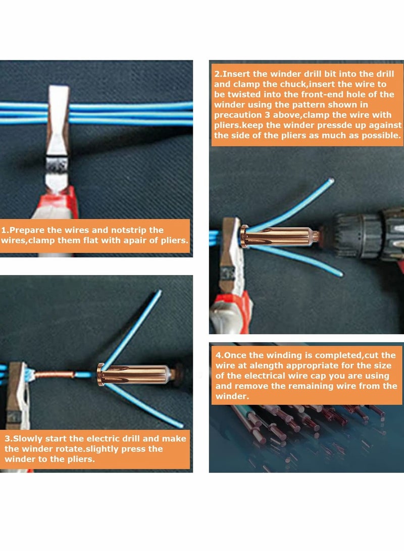SOLARAE Wire Twisting Tools, Strippers and Stranders, 4 Square 3 Way/5 Way Automatic Strander Drill Tool Accessories for Stripping Cable (3 Pcs) - Image 5