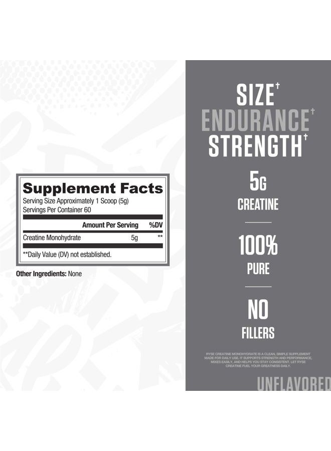 RYSE Up Supplements Creatine Monohydrate, (Unflavored, 60 Servings), Improves Strength and Power, 5g Creatine Per Scoop. - Image 2